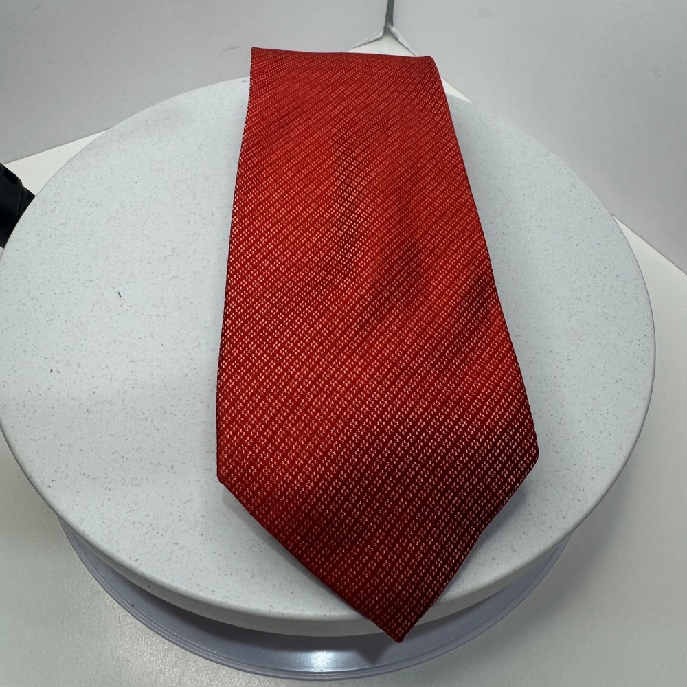 BCBG Attitude Men's Woven Necktie Red Textured Micro-Check‎ Classic Tie